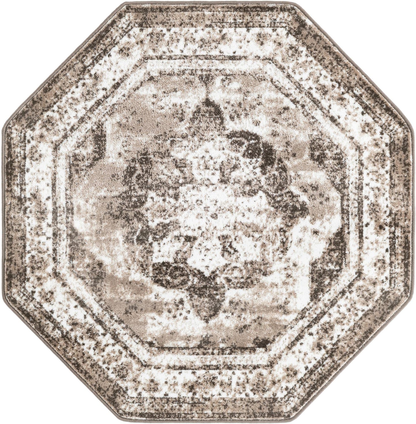 Unique Loom Sofia Collection Area Rug - Salle Garnier (4' 1" Octagon, Light Brown/ Brown)