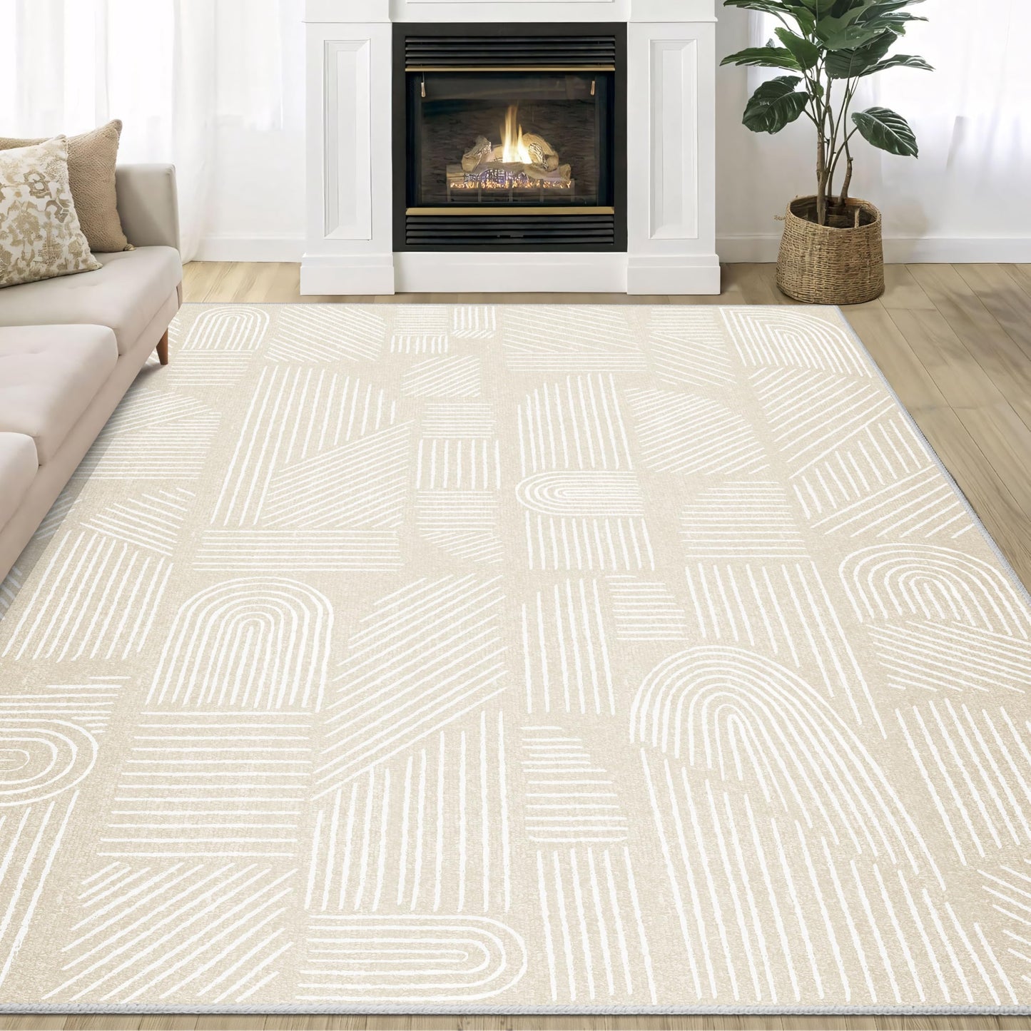 MUJOO 5x7 Area Rugs Washable Low Pile Non Slip Mid Century Modern Large