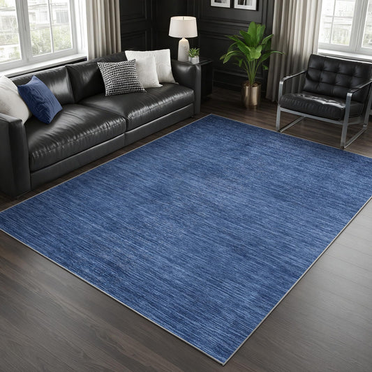 Valenrug Washable Rugs 5x7 - Non Slip 5x7 Area Rugs for Living Room, Stain Resistant Area Rugs for Bedroom, Foldable Machine Washable Area Rug(5'x7', Navy)
