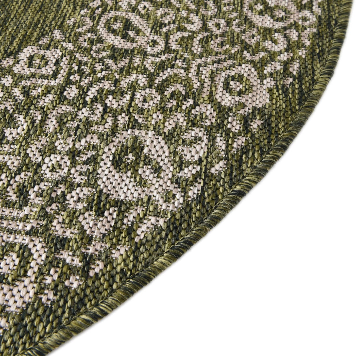 Unique Loom Outdoor Border Collection Area Rug - Floral Border (3' 3" x 5' 3" Oval, Green/ Ivory)