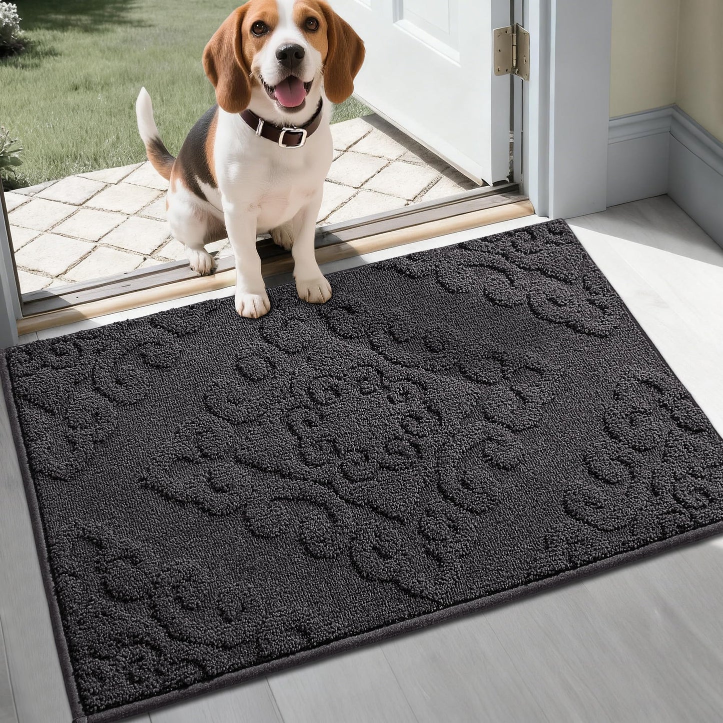 COSY HOMEER Dirt Trapper Door Mat, Absorbent Entry Rugs, 20"x32", Dark Grey