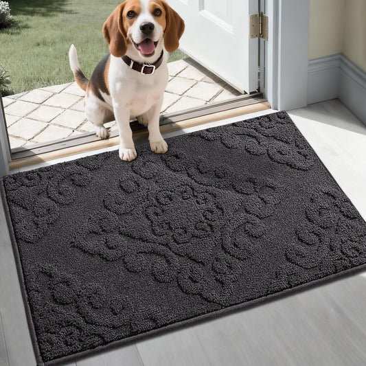 COSY HOMEER Dirt Trapper Door Mat, Absorbent Entry Rugs, 20"x32", Dark Grey