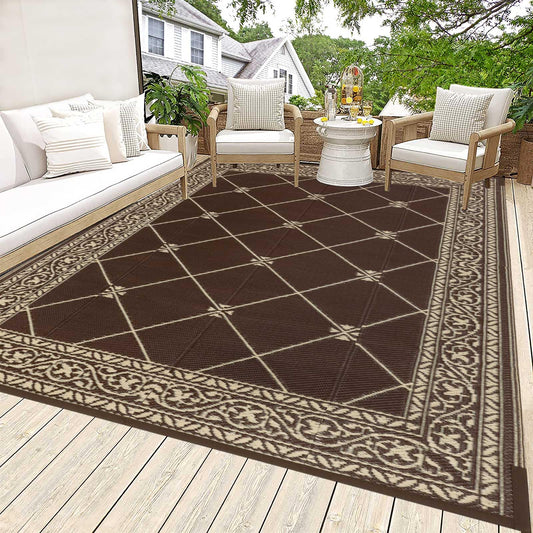 HiiARug Reversible Outdoor Rug 5'x7' Plastic Straw Rugs for Patios RV Camping Mat Reversible Mats Large Floor Mat for RV Outside, Backyard, Deck, Picnic, Beach, Trailer, Camping