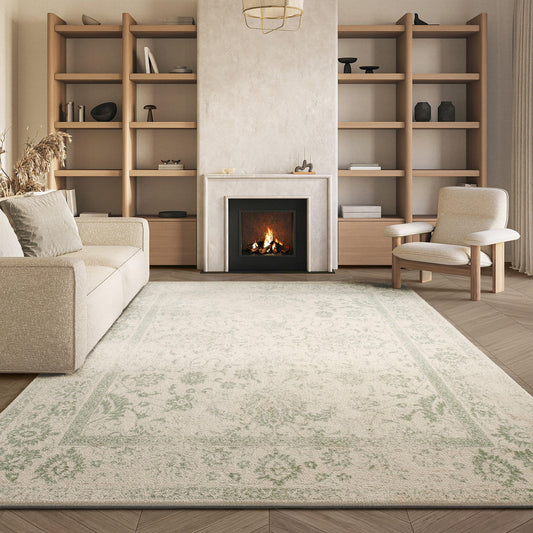 SAFAVIEH Area Rug 8x10 - Adirondack Collection - Large - Ivory & Sage, Distressed Vintage Floral Design, Non-Shedding & Easy to Clean, Ideal for Living Room, Bedroom, Dining Space (ADR109V)