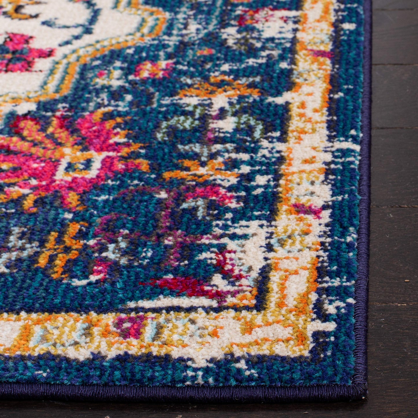 SAFAVIEH Area Rug 8x10 - Madison Collection - Large - Ivory & Orange, Boho Chic Medallion Distressed Design, Non-Shedding & Easy Cleaning, Ideal for Living Room, Bedroom, Dining Space (MAD447A)