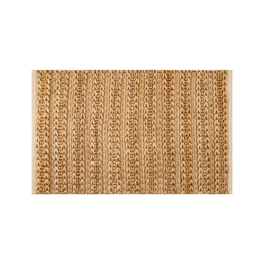 Jute Patsan Hand Woven Area Rug 2x3 Feet — Natural Twisted Stripe Design | Soft Accent Floor Rug for Entryway, Kitchen, Bedroom, Nursery | Small Rustic Boho Beige Mat | Eco-Friendly Natural Fiber