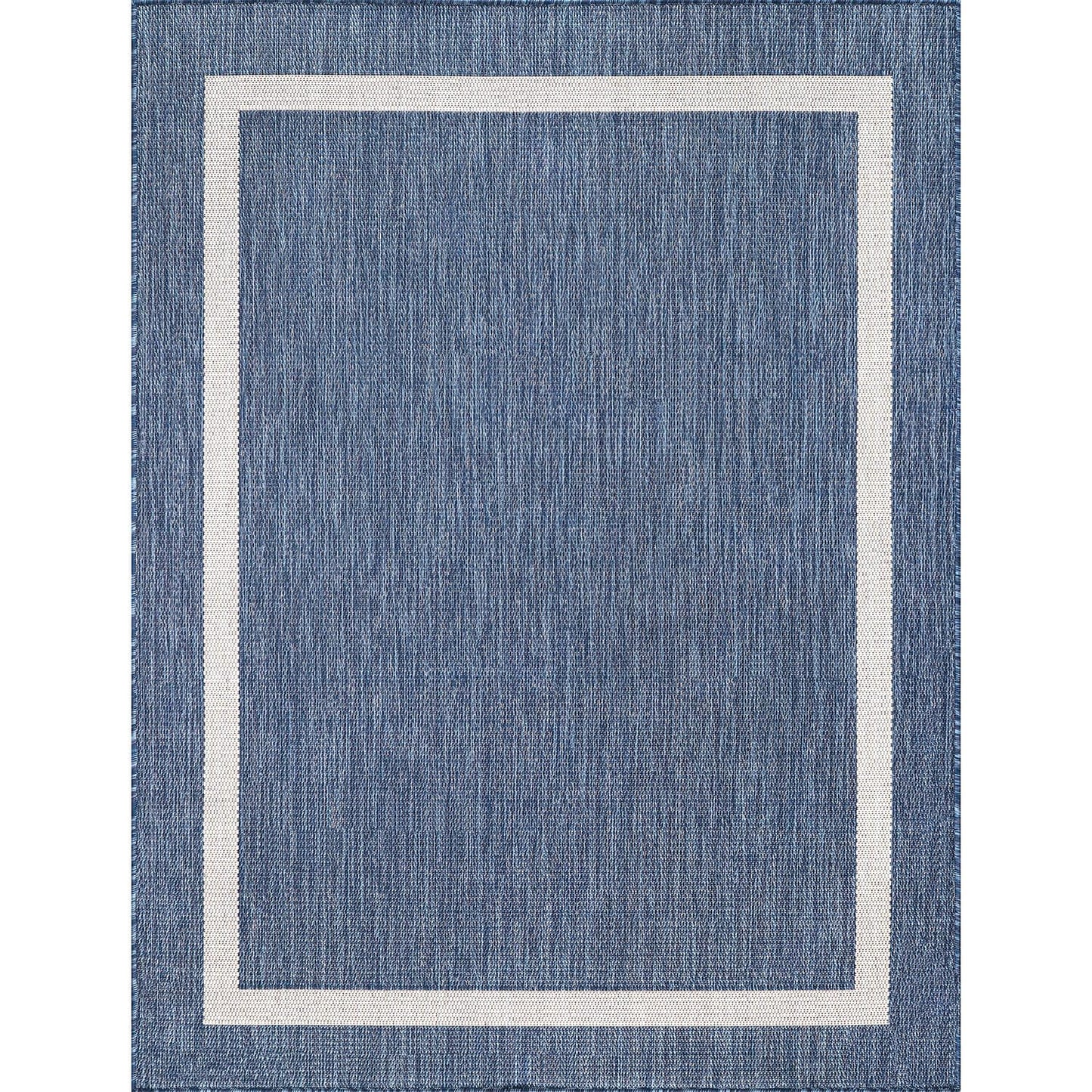 Luul Home Bordered Outdoor Rug 6x9 Washable Outside Carpet for Indoor Patio Porch Waterproof Easy Cleaning Non Shedding Area Rugs Blue 6 x 9