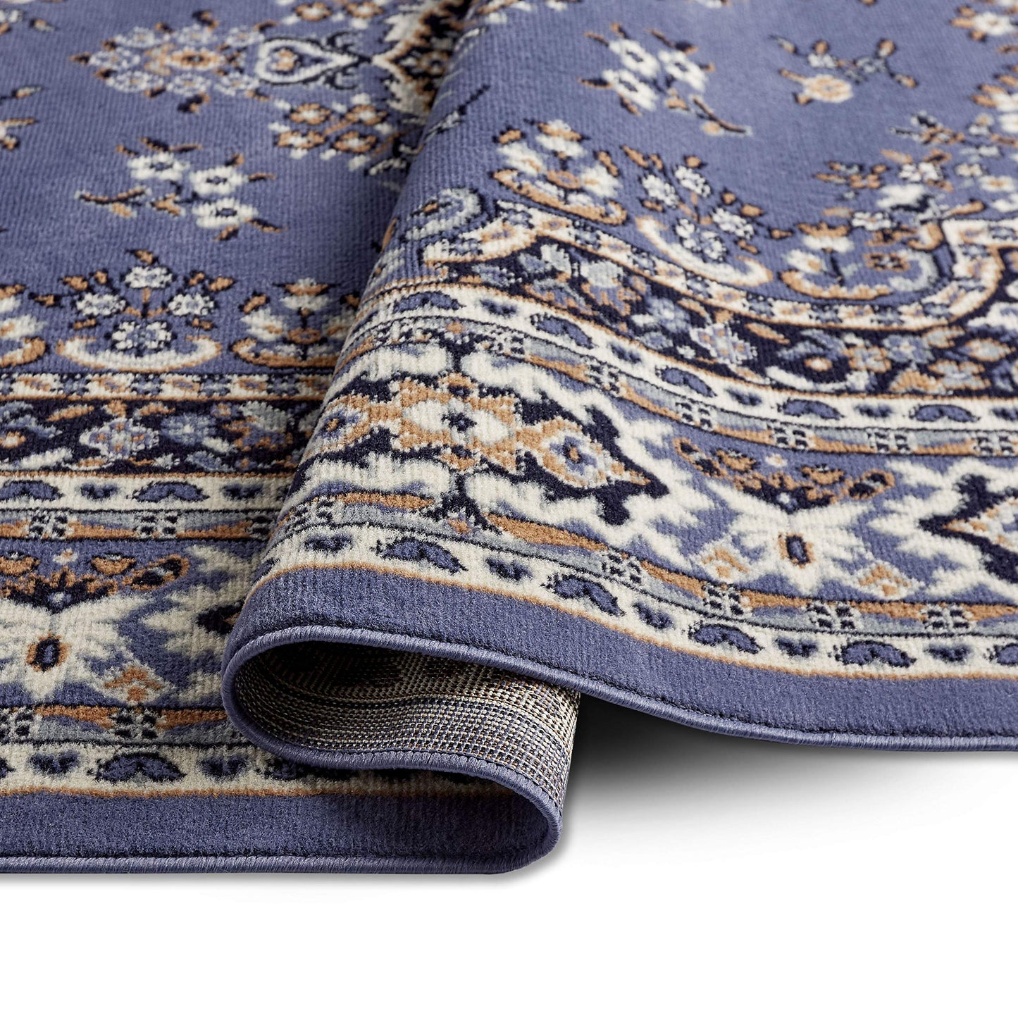 Home Dynamix Premium Sakarya Traditional Medallion Area Rug, Country Blue/Brown, 7'8"x10'7"