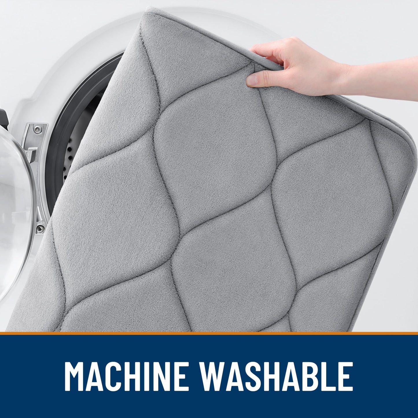 Smiry Memory Foam Bath Mat 59''x24'', Ultra Soft Non-Slip Bathroom Rug, Plush Water Absorbent Quick Dry and Machine Washable Floor Mat for Shower, Tub & Home Decor, Grey