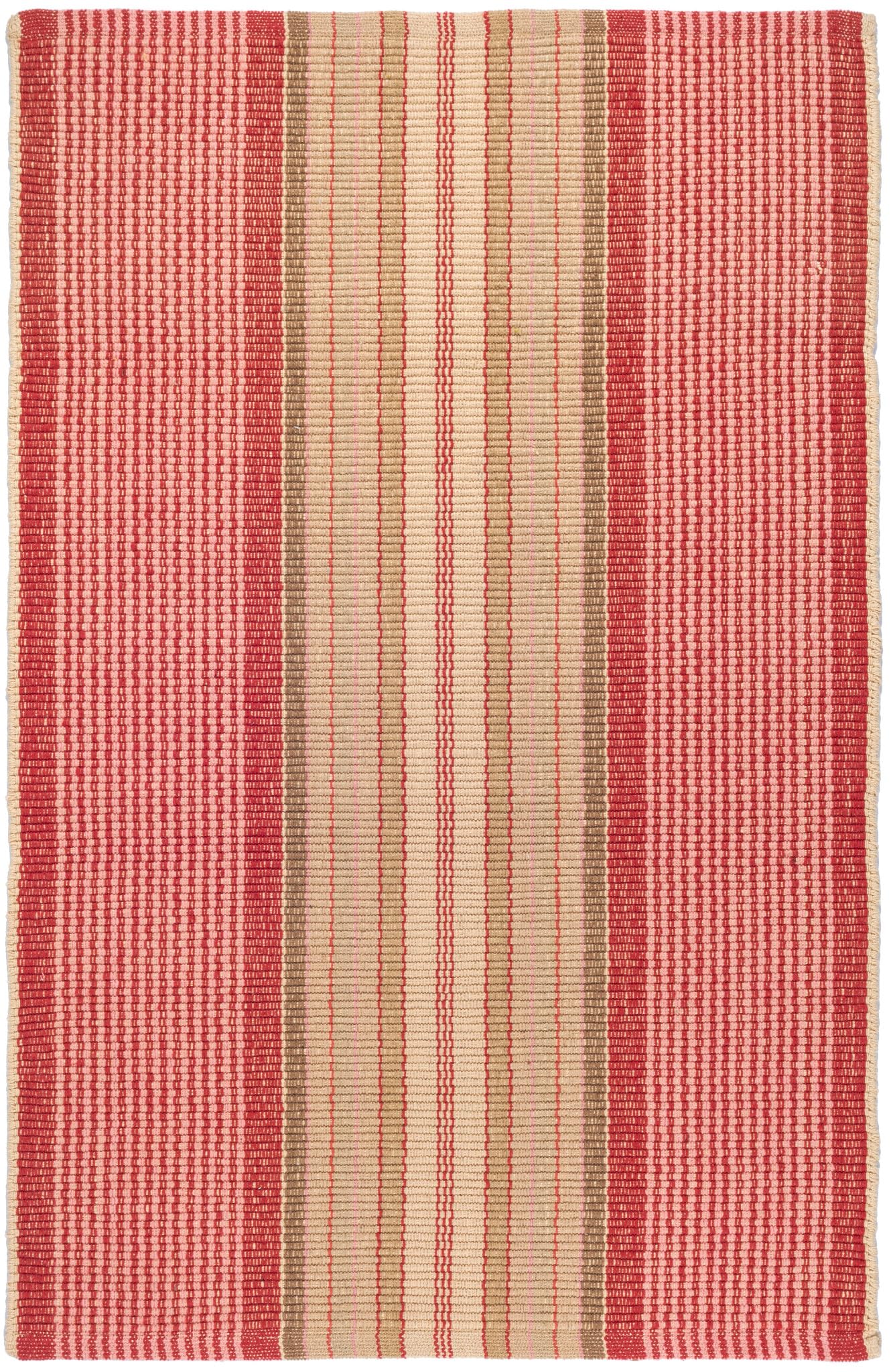 Dash & Albert Framboise Handwoven Cotton Rug, 2 X 3 Feet, Red Stripe Pattern