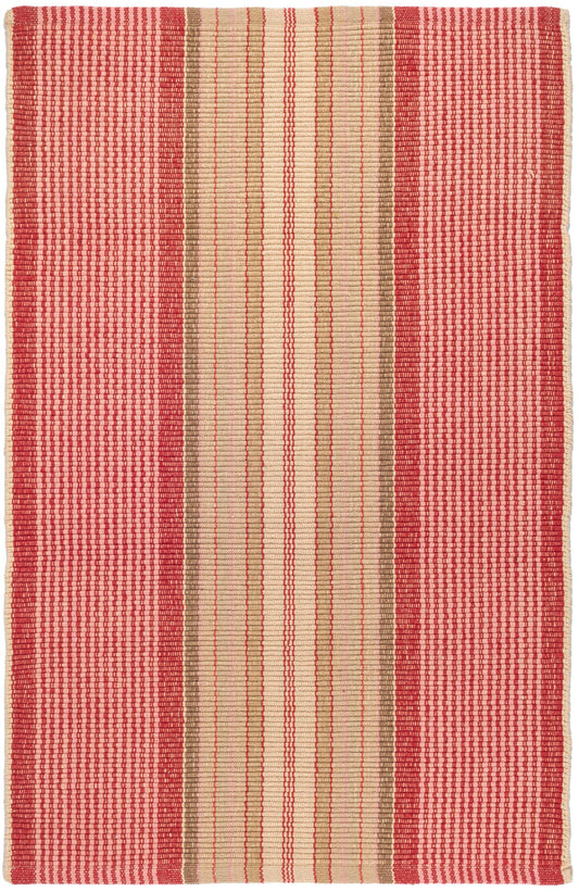 Dash & Albert Framboise Handwoven Cotton Rug, 2 X 3 Feet, Red Stripe Pattern
