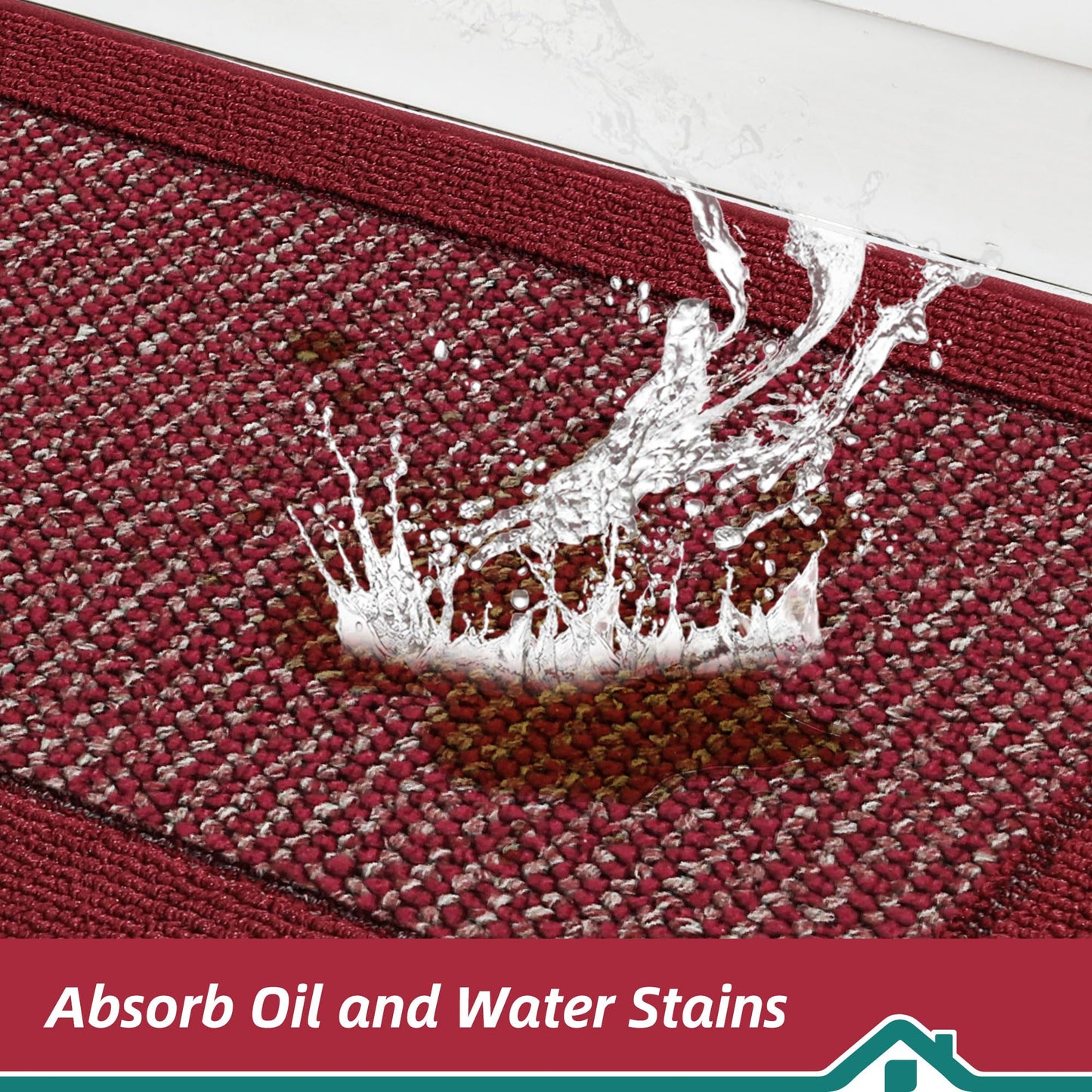 BEQHAUSE Kitchen Rugs and Mats Set of 2 Non-Slip Kitchen Mats for Floor, Absorbent and Stain Resistant Kitchen Runner, Machine Washable Rugs for Kitchen, Laundry & Sink, 20"x32"+20"x48", Red