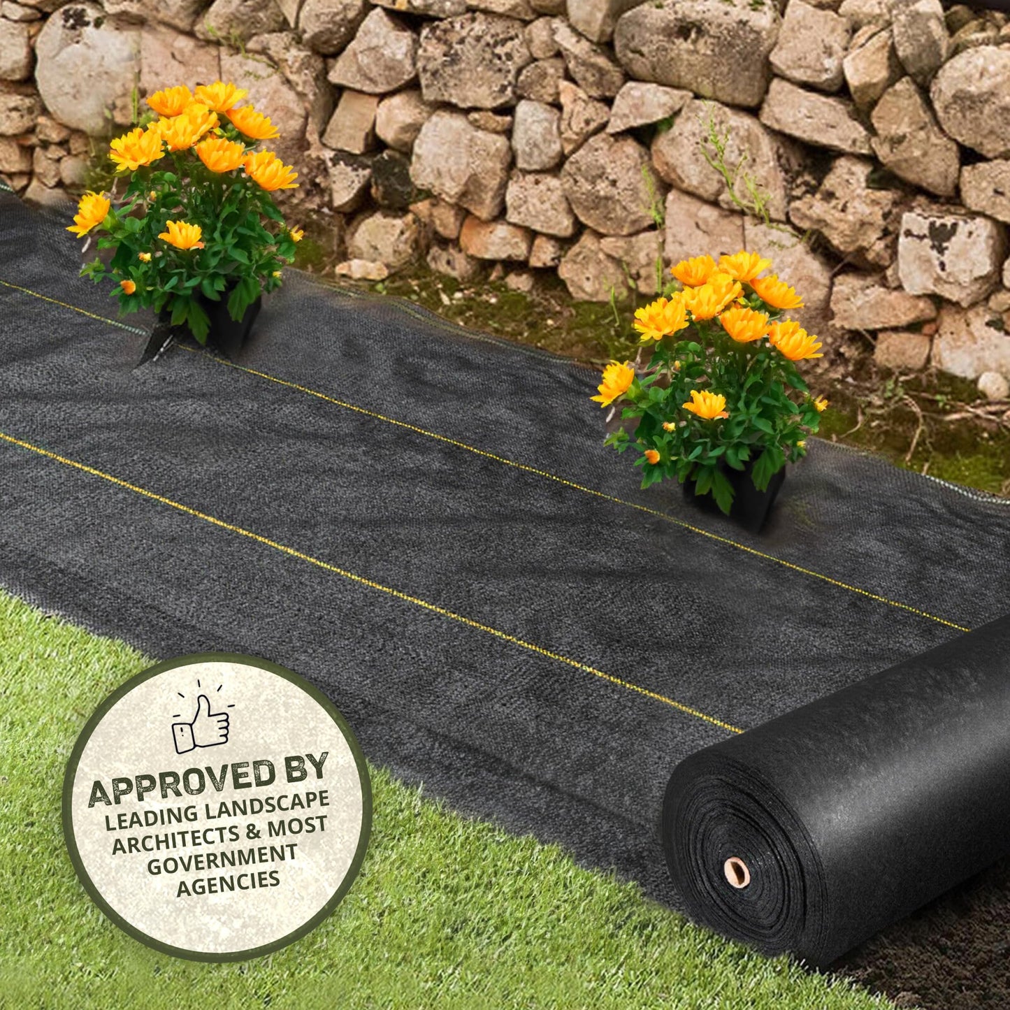 DeWitt Pro-5 Weed Barrier Fabric, 5 oz, 3 x 250 Feet – Heavy-Duty Woven Landscaping Ground Cover Mat for Greenhouse Floors, Garden Rows, Raised Beds, Grass and Yard and Outdoor Landscape Protection