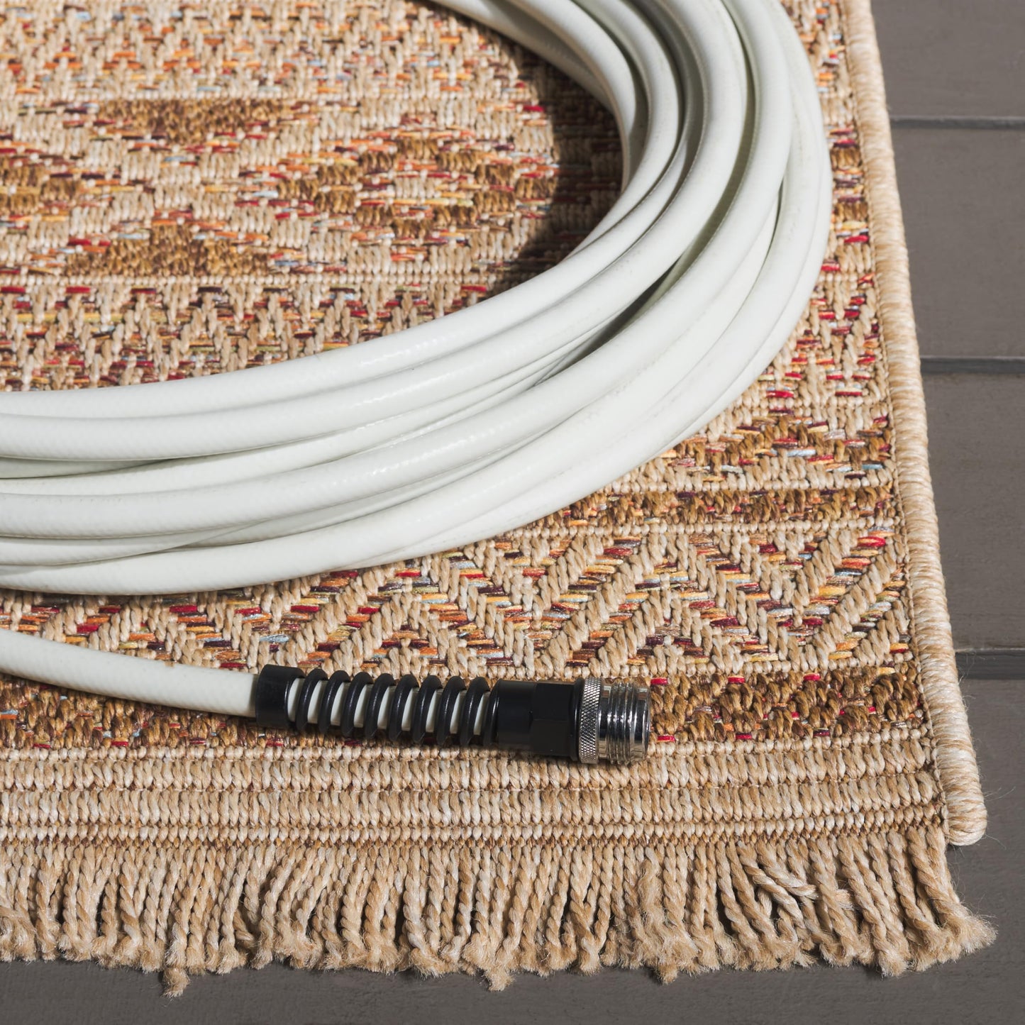 SAFAVIEH Washable Rug Outdoor Wicker Collection - 4' x 6', Natural & Brown, Non-Shedding & Easy to Clean, Ideal for Patio, Backyard, Mudroom (WCK152B)