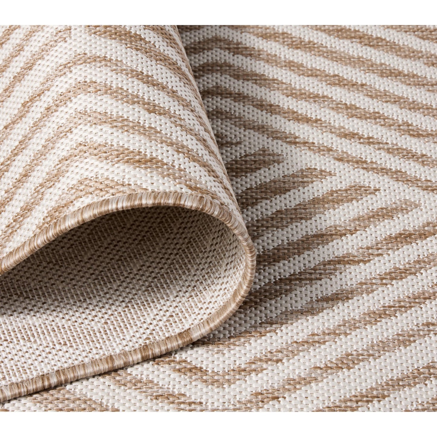 Nicole Miller New York Patio Country Ombre Geo Indoor Outdoor Area Rug, UV Fade Resistant, Low Pile, Beige/Cream, 7'9"x10'2"