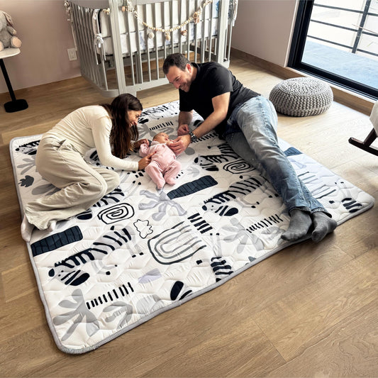 MioTetto Baby Play Mat for Floor, 73"x73" Extra Thick Cushioned Baby Crawling Mat, Machine Washable Non-Slip Quilted Play Mat, Non-Toxic Baby Floor Playmat for Babies & Toddlers, Foldable Playpen Mat