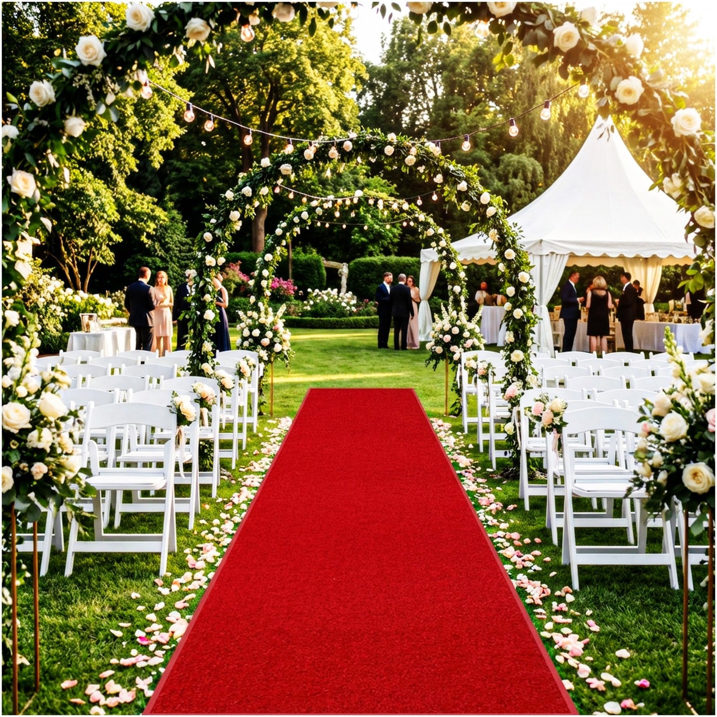 KOECKRITZ Valdosta Indoor Outdoor Rug 4' x 8' UV Resistant Olefin Carpet, Lightweight 3/16" Thick Rug for Patio, Deck, Porch, Balcony, Gazebo or Dock - Bright Red