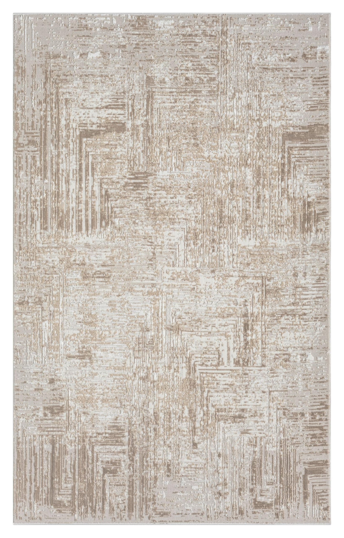 RUGGERRUGS Amy Modern Abstract Area Rug for Living Room, 4x6 Contemporary Textured Geometric Beige Neutral Rug, Stain Resistant Non-Shedding Carpet for Bedroom, Dining Room or Kitchen (4' x 6', Beige)