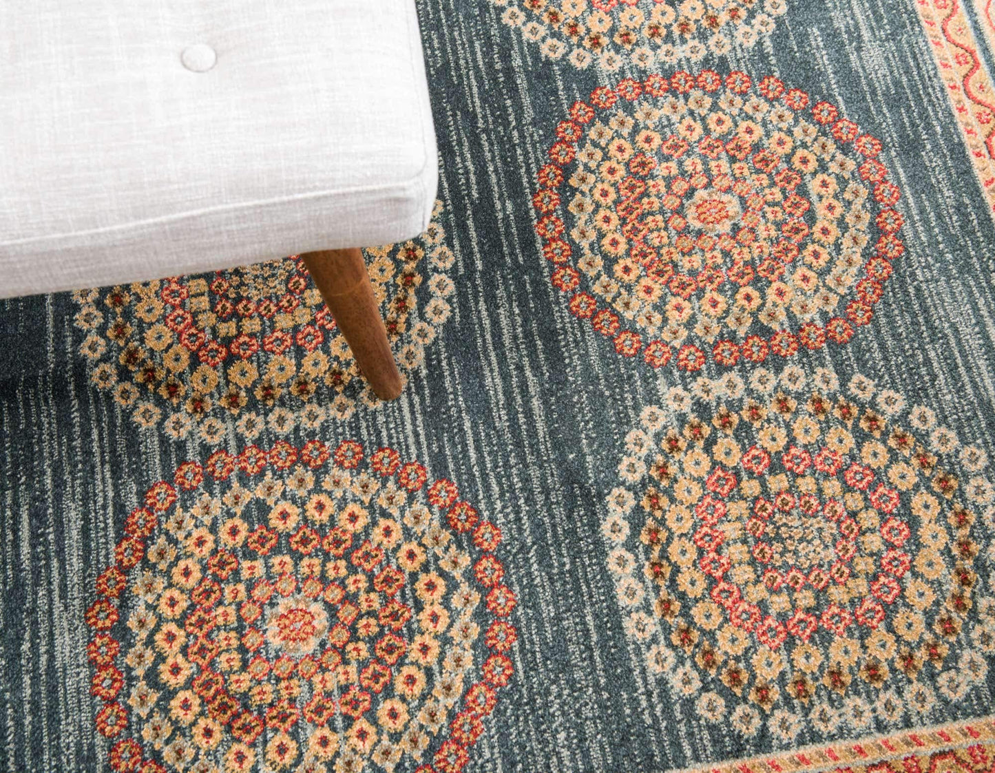 Unique Loom Fars Collection Modern Medallion Tribal Design with Natural Hues Area Rug (5' 0 x 8' 0 Rectangular, Navy Blue/ Beige)