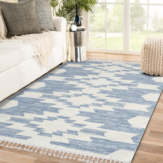 LUXE WEAVERS Ibiza Collection 8068 Blue 5x7 South Western Geometric Area Rug