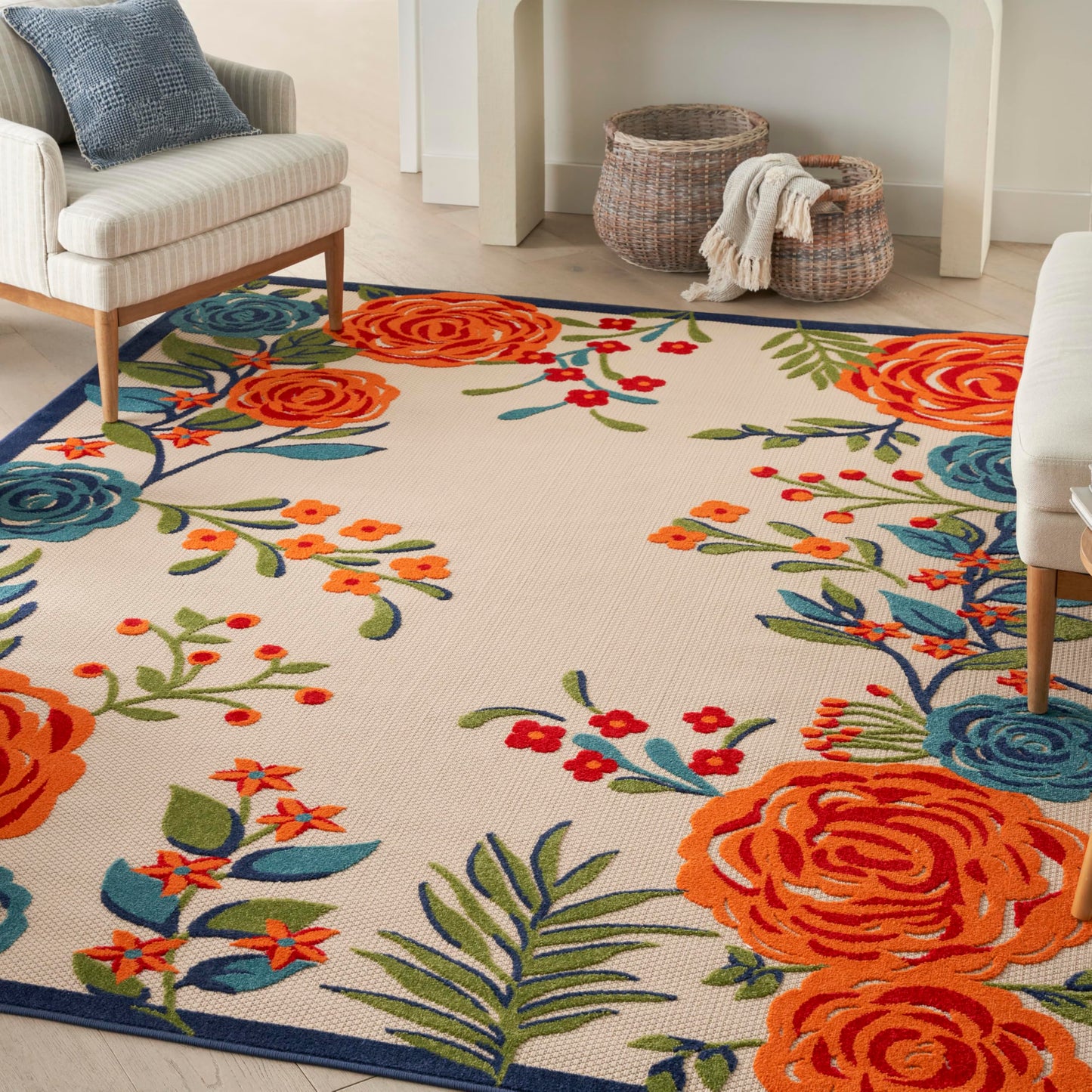 Nourison Home Aloha Multicolor 6' x 9' Area Rug - Easy Clean, Non Shedding, Bed Room, Living Room, Dining Room, Kitchen (6' x 9')