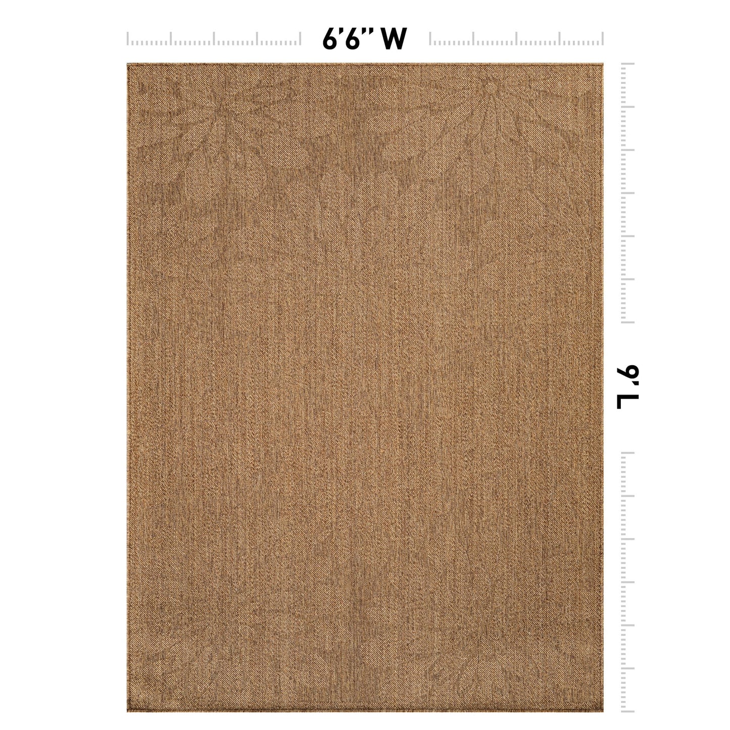 Rugshop Floral Indoor Outdoor Flat Woven Area Rug,Natural Jute-Style,Easy-Care Patio Rug for Backyard Porch Deck Balcony, 6'6" x 9' Natural/Jute