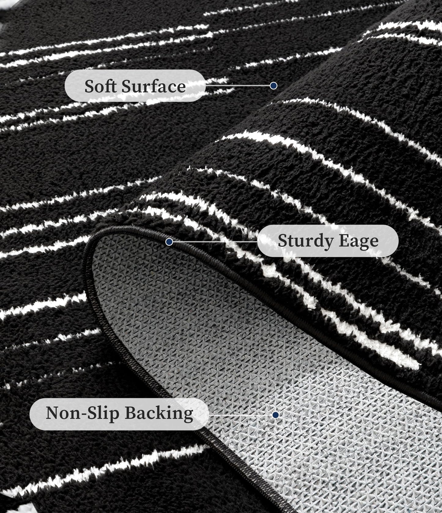 YIHOUSE 5x7 Abstract Striped Area Rug, Modern Washable Stain Resistant Rugs Non Slip, Soft Indoor Floor Carpet for Living Room, Bedroom,Dining Room, Black and White