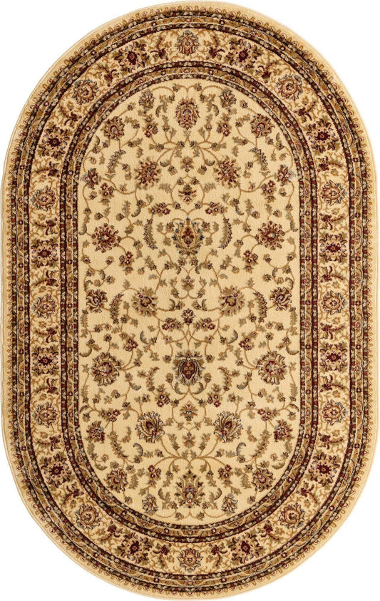 Unique Loom Voyage Collection Traditional Oriental Classic Area Rug (5' 0 x 8' 0 Oval, Ivory/Gold)