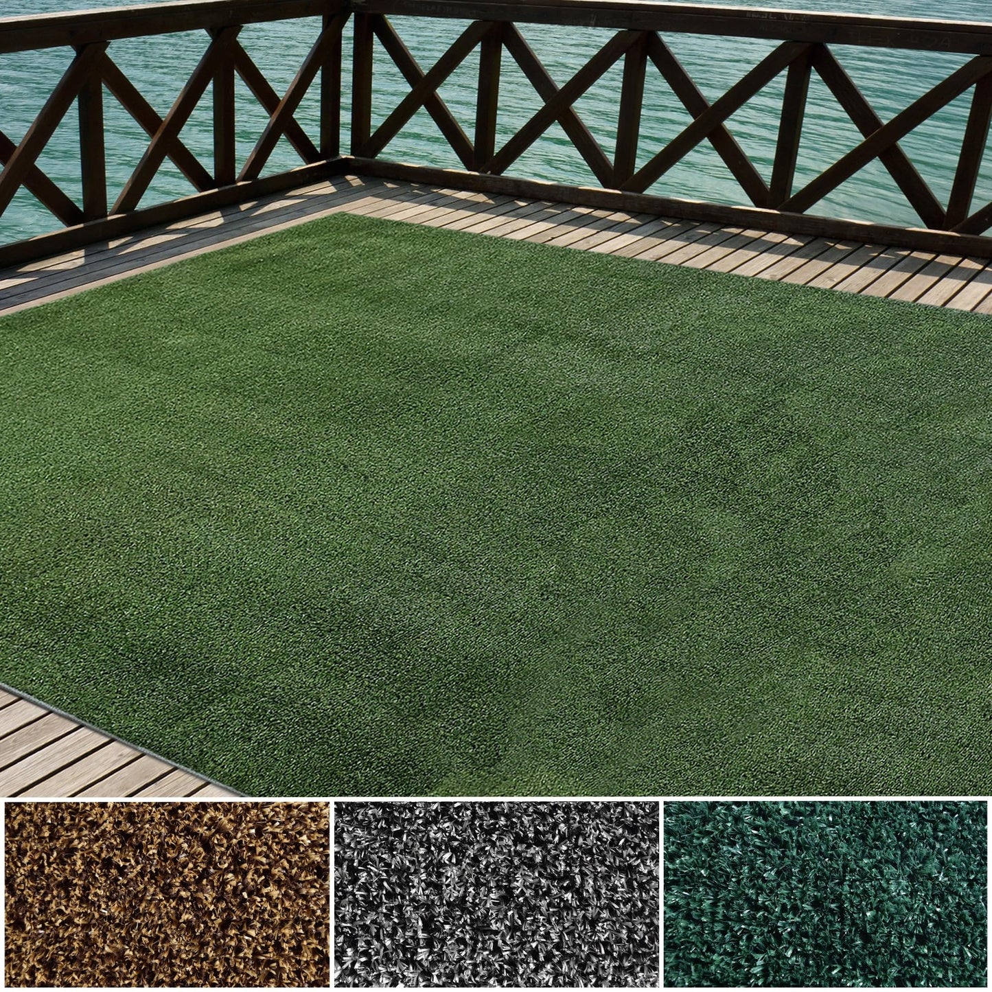 iCustomRug Synthetic Grass Rug – 6 x 18ft Lawn Green Turf Carpet for Patios, Yards, Boats, Camping – Indoor/Outdoor Use