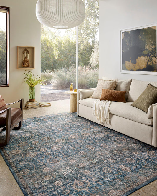 Loloi Anniston Collection ANS-02 Lagoon/Natural 5'-0" x 7'-6" Machine Wash Area Rug