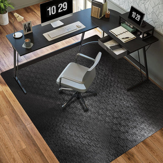 Office Chair Mat, TYDLE 50" x 65" Large Chair Mat for Hard Floor, Vinyl Floor Mat for Gaming Chairs, Slip Resistant Floor Protector Rolling Computer Desk Mat for Hardwood Floor, Black