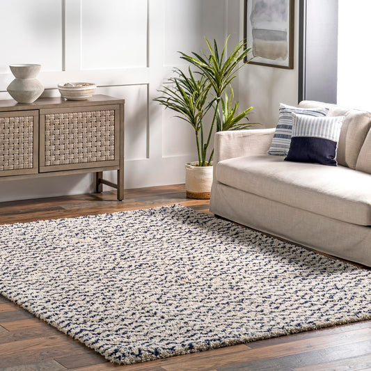 nuLOOM Cuellar Chevron Shag Area Rug, 4x6, Navy
