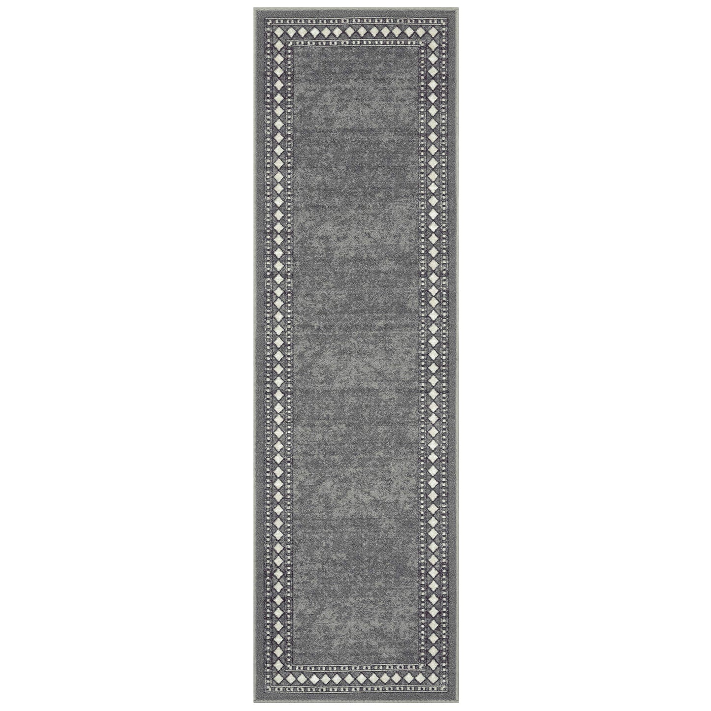 Antep Rugs Alfombras Modern Bordered 2x7 Non-Skid (Non-Slip) Low Profile Pile Rubber Backing Indoor Area Runner Rugs (Gray, 2' x 7')