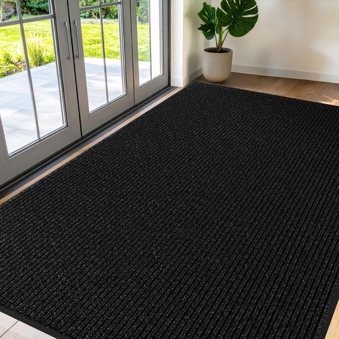 Commercial Door Mat 4'x6' Black, Heavy Duty Industrial Floor Mat for High Traffic Areas, Nonslip Rubber Backing, Large Door Mat for Indoor Entrance or Business Entryway.