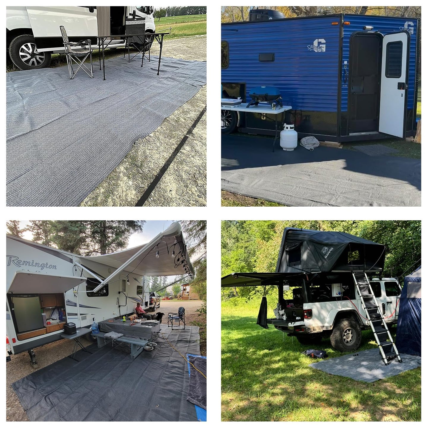 POYEE 9x6ft RV Outdoor Rug Camping Mat Awning Carpet Blue Gray