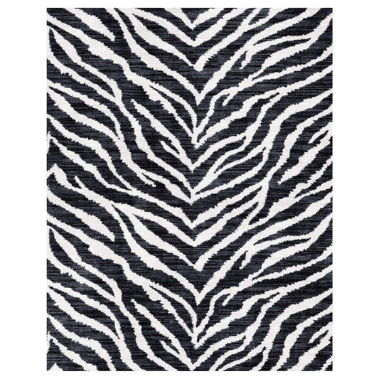 Gertmenian Indoor Easy-Care & Washable Area Rug – 8x10 Large, Ideal for High Traffic Areas in Living Room, Bedroom, Entryway – Safari Black White, 23281