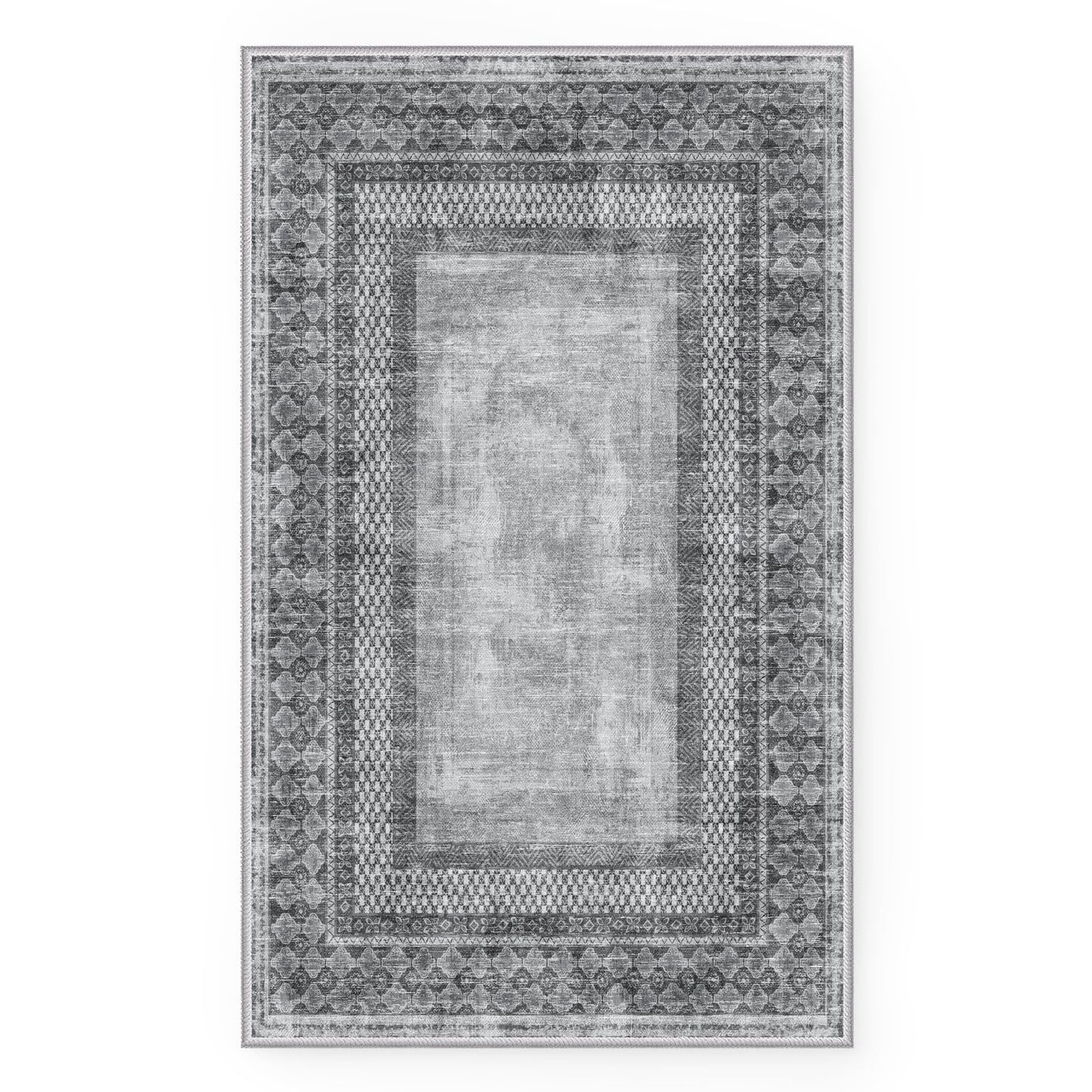 NICETOWN Living Room Rugs 5x8, Thin Washable Vintage Non-Slip Area Rugs for Bedroom, Durable Soft for Dining Room Living Room Laundry, Grey