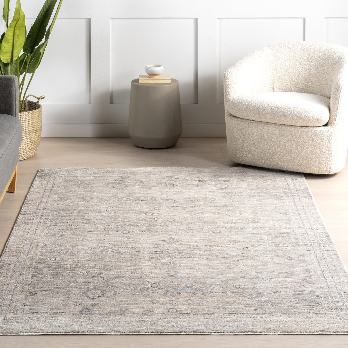 nuLOOM Ginebra Medallion 5x8 Area Rug for Living Room Bedroom Dining Room Kitchen, Beige/Light Grey