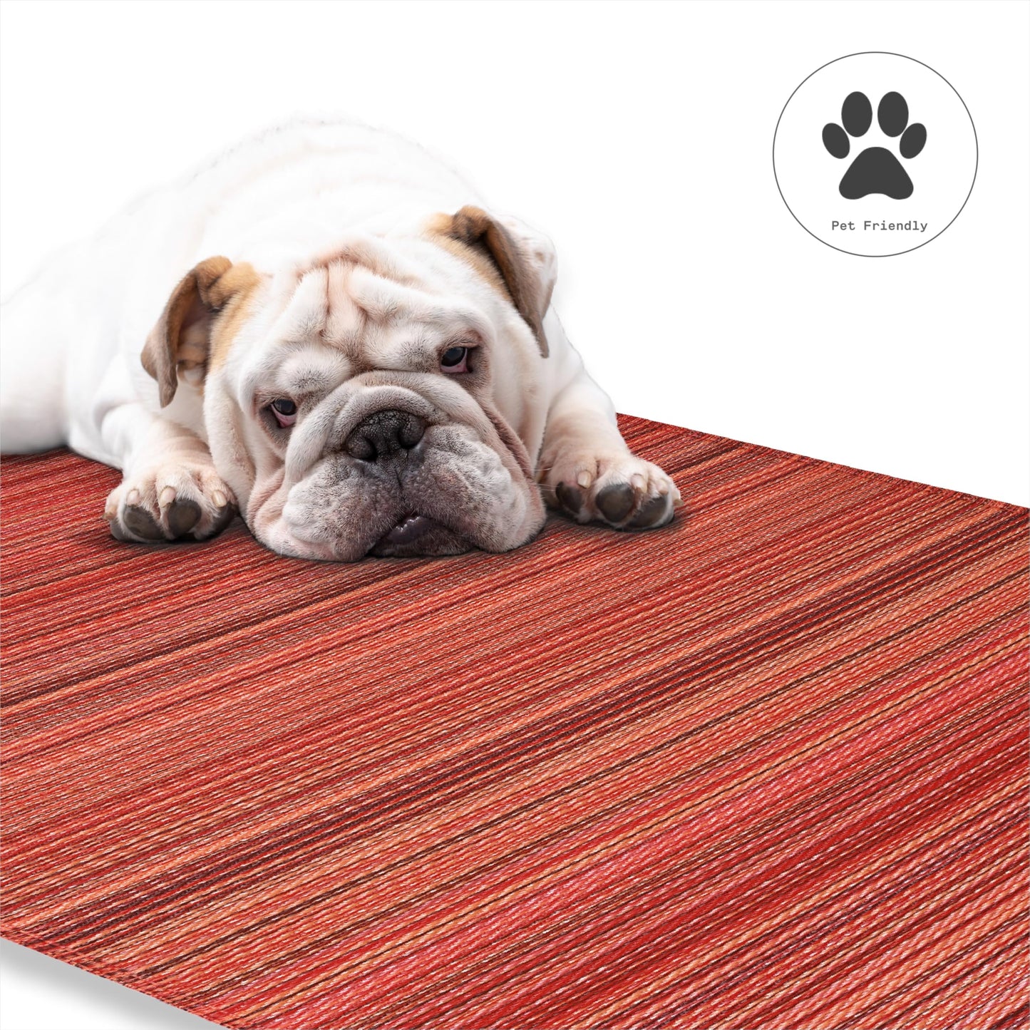 Fab Habitat Outdoor Rug - Waterproof, Fade Resistant, Crease-Free - Premium Recycled Plastic - Striped - Patio, Deck, Porch, Balcony, Laundry Room - Cancun - Sunset - 4 x 6 ft