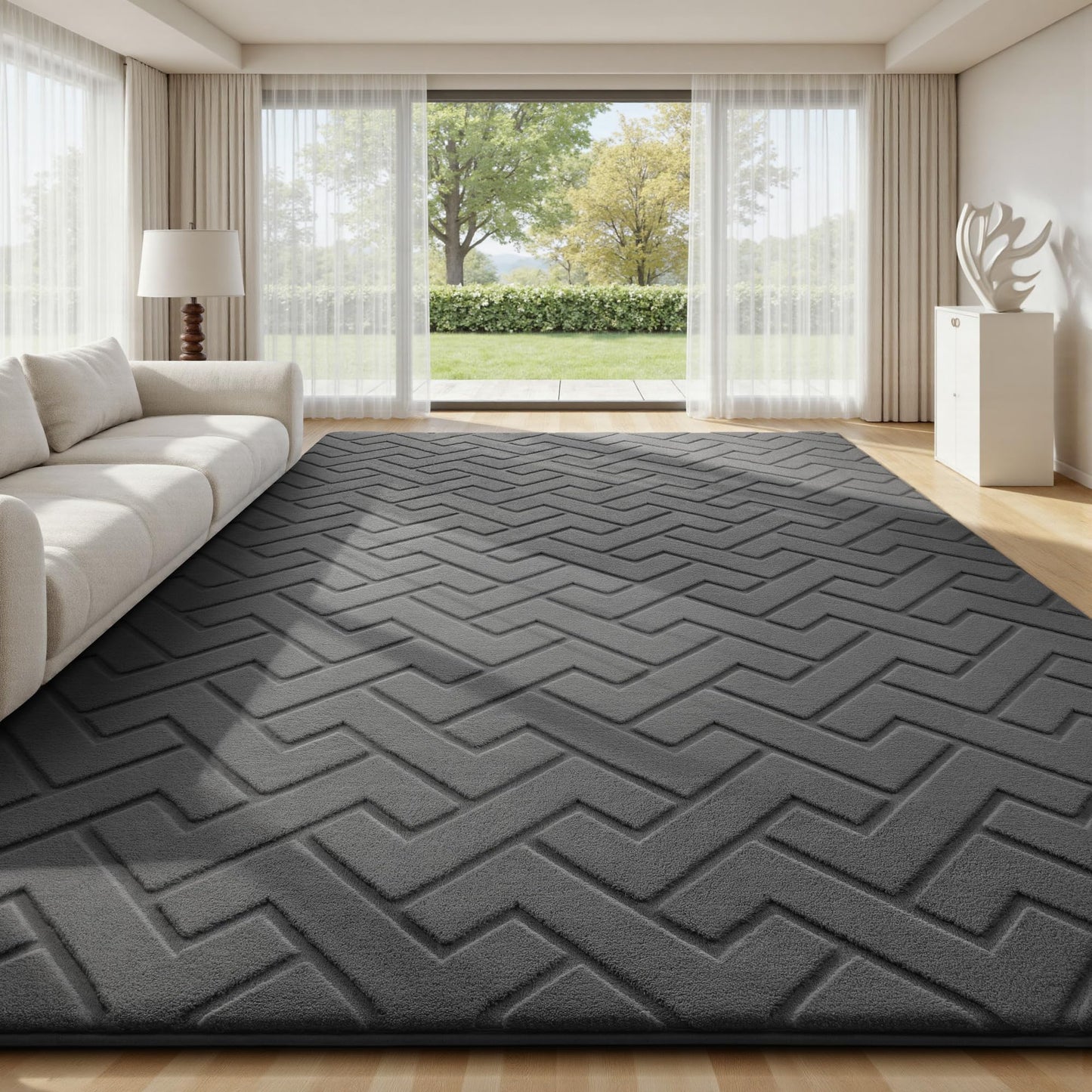 Sour Lemon 8x10 Area Rugs for Living Room, Washable Grey Rugs for Bedroom Large Soft Area Rugs Indoor, Modern Non Slip Rug Carpet for Bedroom Kids Room Dorm Dining Room Office Home Decor