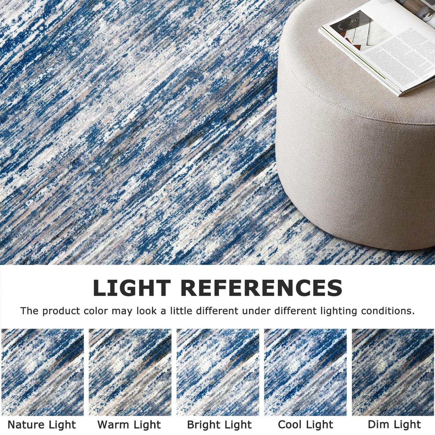 SIILOOM 2x3 Modern Abstract Rug for Entryway, Navy Blue Gray Neutral Multi Super Soft Small Area Rug, Washable Non-Slip Kitchen Rugs, Low-Pile Mat for Bedside, Indoor Door Mat
