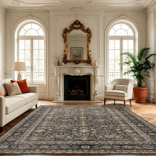 Ruaruarug Area Rug 8'×10', Non Slip Machine Washable Ultra Soft Stain & Fade Resistant, Pet & Kids Friendly, for Living Room/Bedroom/Kitchen/Classroom, Copper
