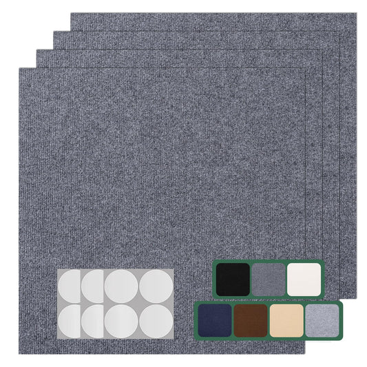 VallisCo 30 Pack Carpet Tile - 12” X 12” Self Adhesive Carpet Floor Tiles Anti-Slip Squares Peel and Stick Floor Tile DIY Installation for Bedroom (Dark Gray)
