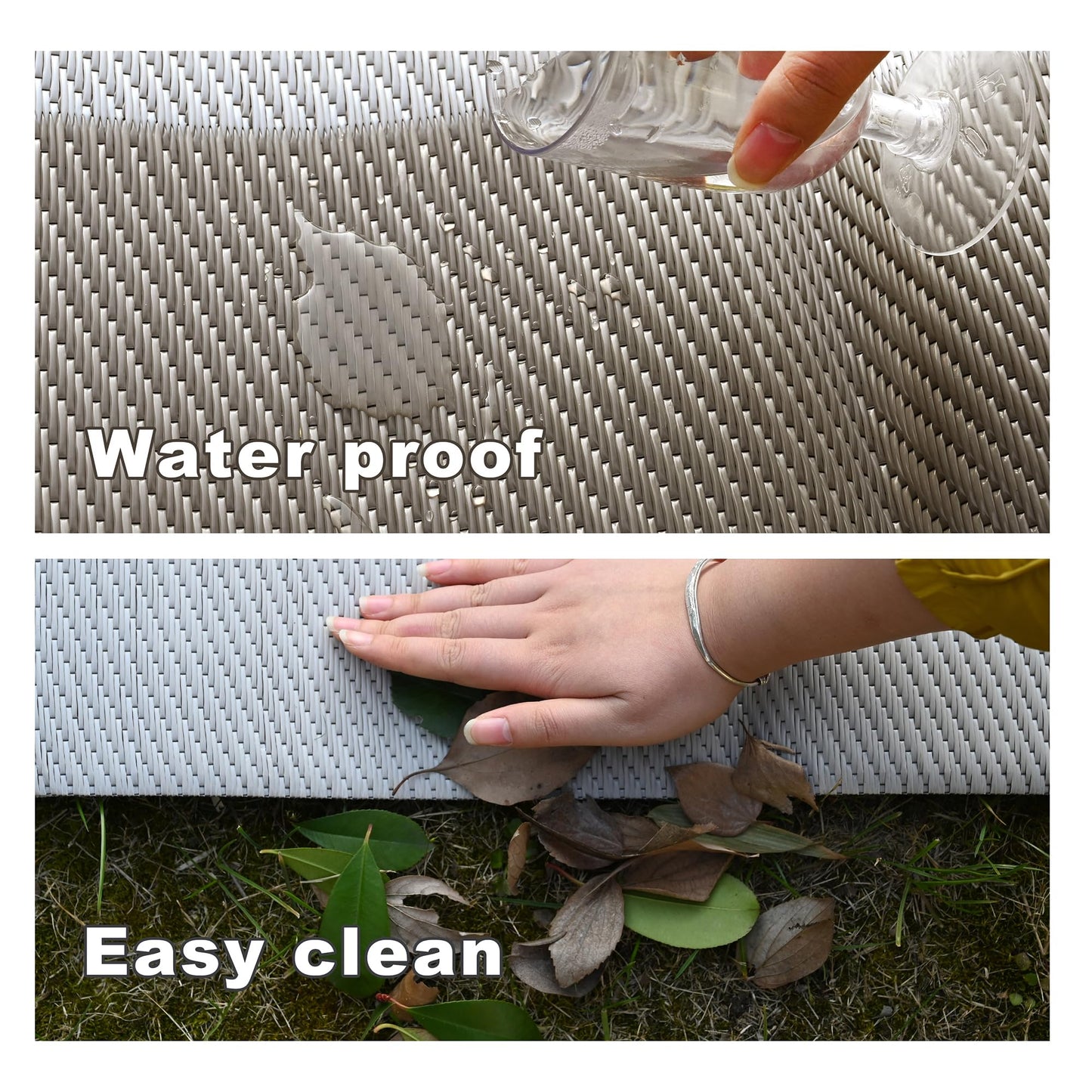 RURALITY Outdoor Rug 9x12 Feet Waterproof for Patio Clearance,Large Plastic Straw Mat for Camping,Porch,RV,Reversible, Easy to Clean,Light Coffee