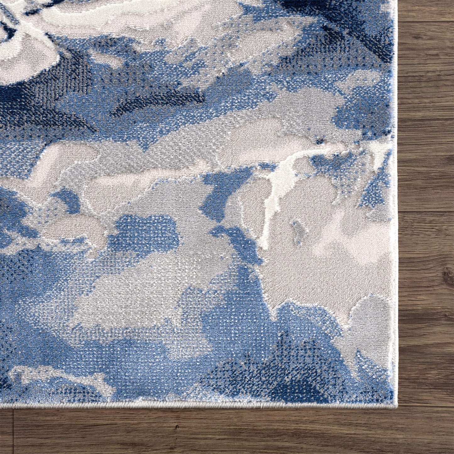 Abani Rugs Contemporary Blue & Grey Marble Ice Design Washable 7'9" x 10'2" (8'x10') Area Rug - Modern Swirl Watercolor Bedroom Rug
