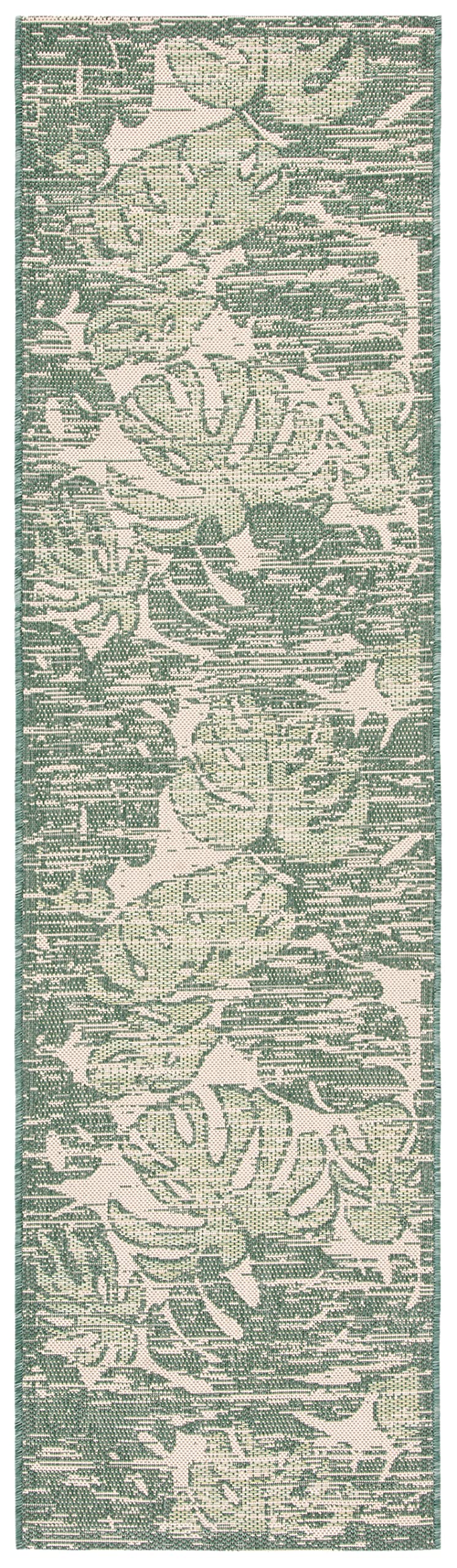 SAFAVIEH Courtyard Collection 2'3" x 8' Beige / Green CY7560 Indoor/ Outdoor Waterproof Easy Cleaning Patio Backyard Mudroom Runner Rug