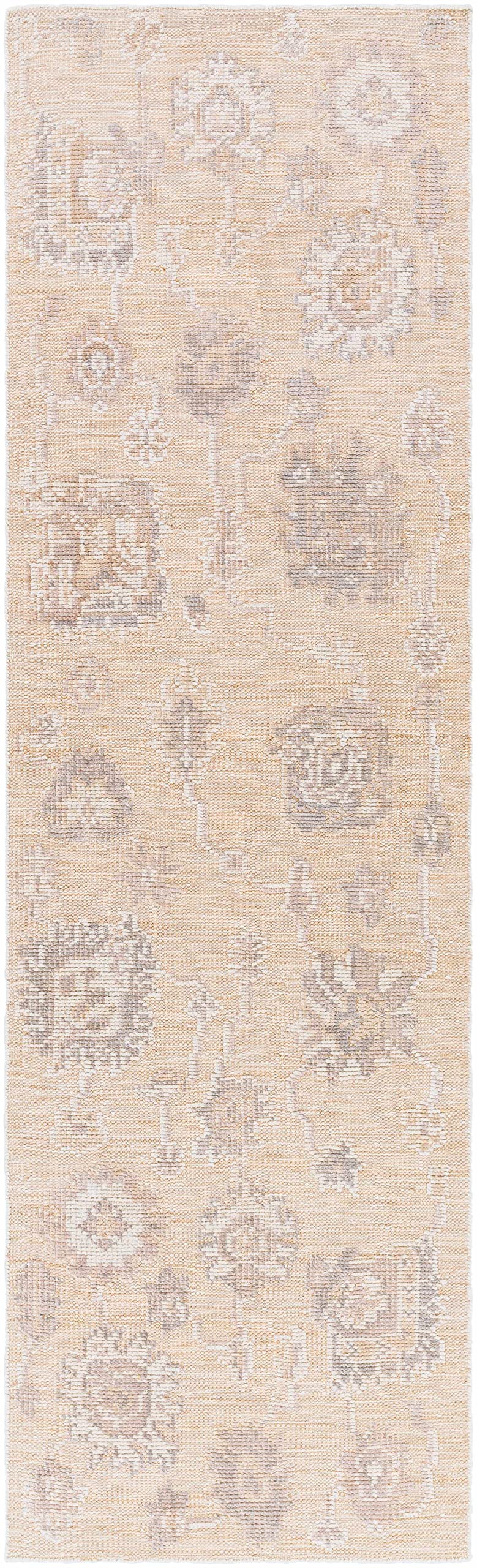 Hauteloom Bulusan Recycled Material Area Rug - Floral Medallion Geometric Distressed Abstract - Traditional Oushak Transitional Oriental Farmhouse - Light Gray, Dark Red, Beige, Cream, Gray - 2' x 3'