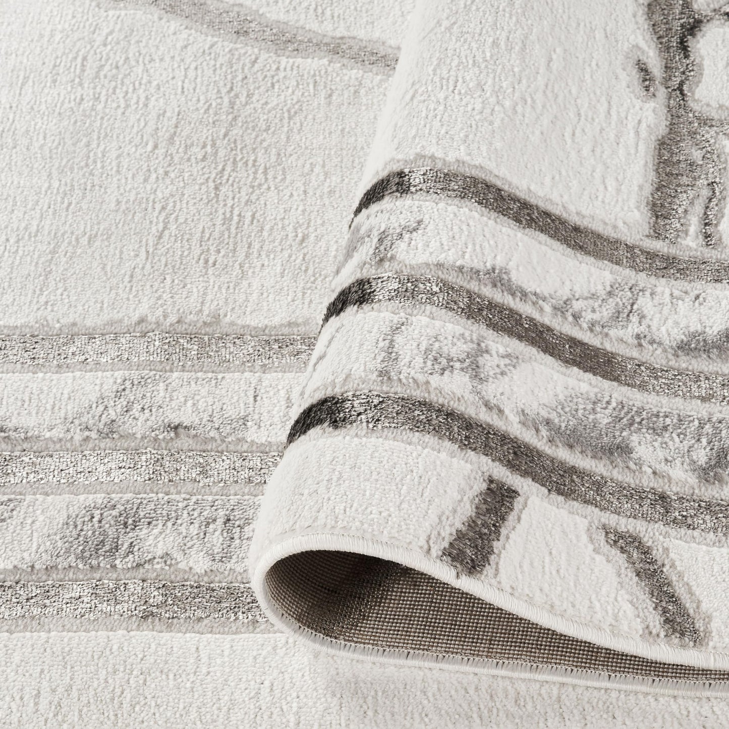 GLORY RUGS Area Rugs Marble 8x10 Cream Silver Border Carpet Elegant Modern Abstract Rug Living Room Dining Bedroom Rug