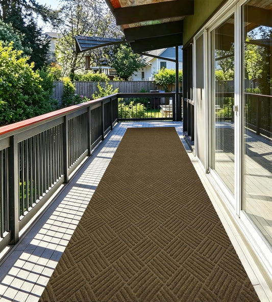 jxgzyy Hallway Runner Rug 2'11" x 9'10", Non-Slip Commercial Outdoor Carpet Runner, Heavy Duty Entrance Floor Mat for Narrow Halls, Patio, Garage and Entryways, Coffee