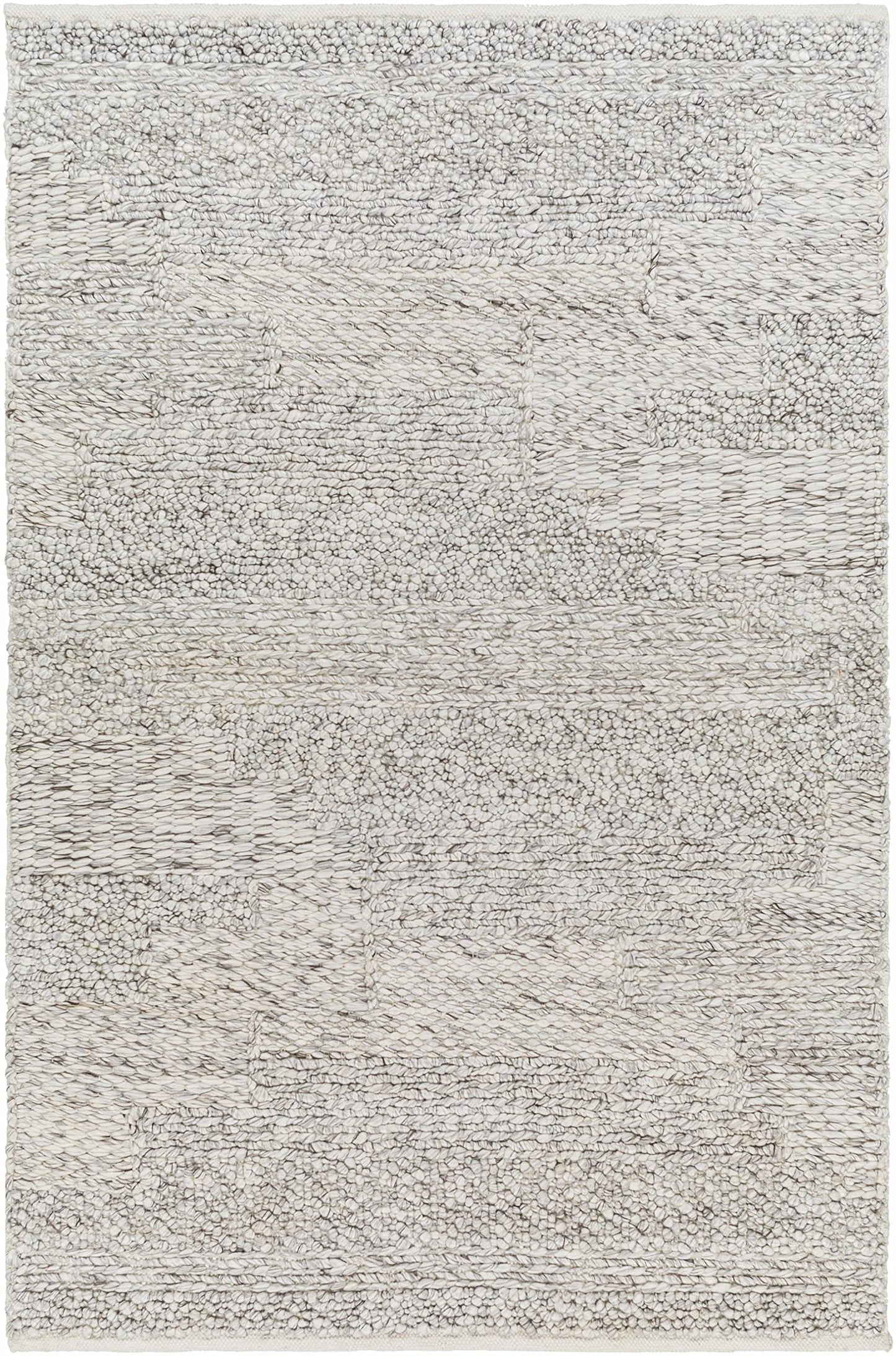 Hauteloom Amon Recycled Material Area Rug - Abstract Distressed Striped Faded - Contemporary Modern Minimalist Transitional Scandinavian - Natural Gray, Dark Gray, Cloud Gray, White, Gray - 2' x 3'